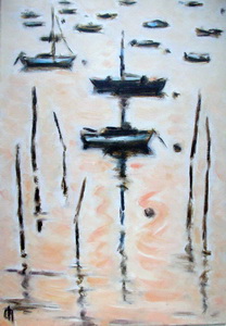 barques au coucher du soleil